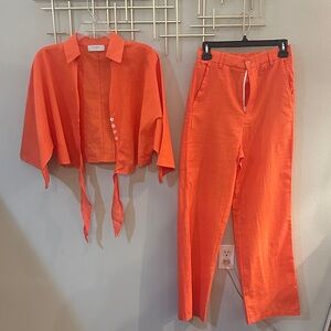 Orange Women's Pants & Jumpsuit Set